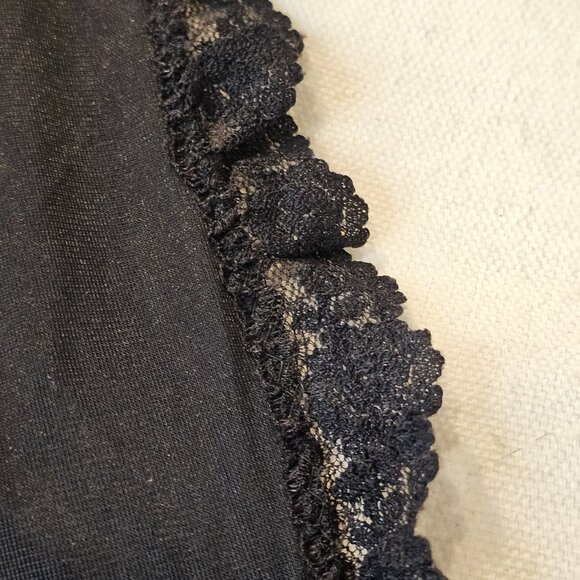 Retro 50s Black Nylon Babydoll Slip Dress Floor Length Sz XS Whimsigoth Lace - Picture 7 of 11